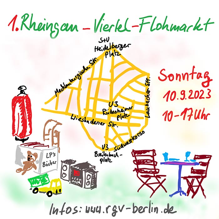 Flyer 1. Rheingau-Viertel-Flohmarkt quadratisch